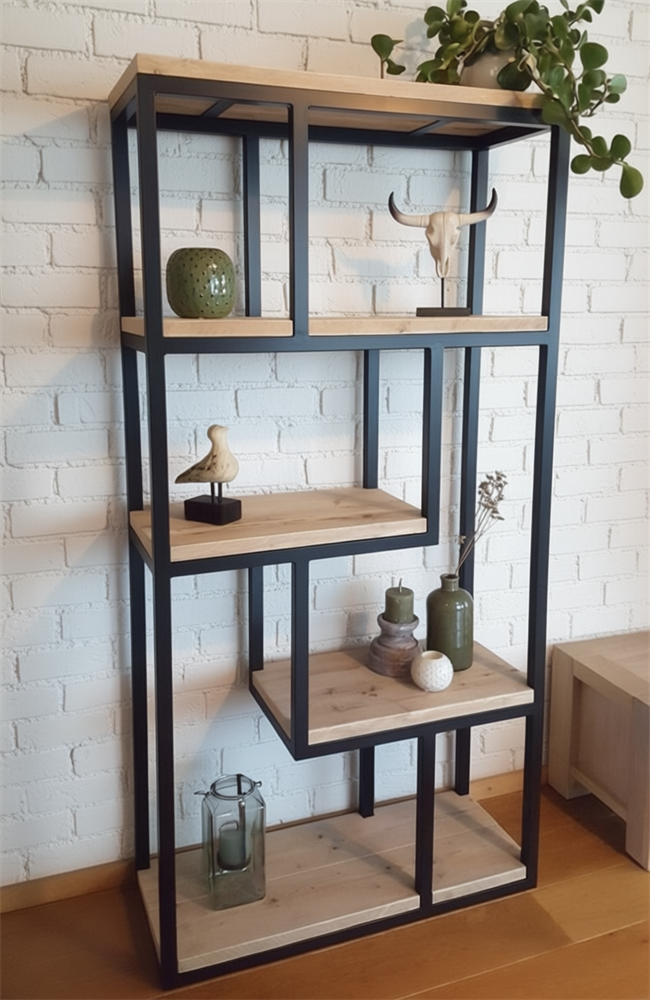 стеллаж лофт металл и дерево